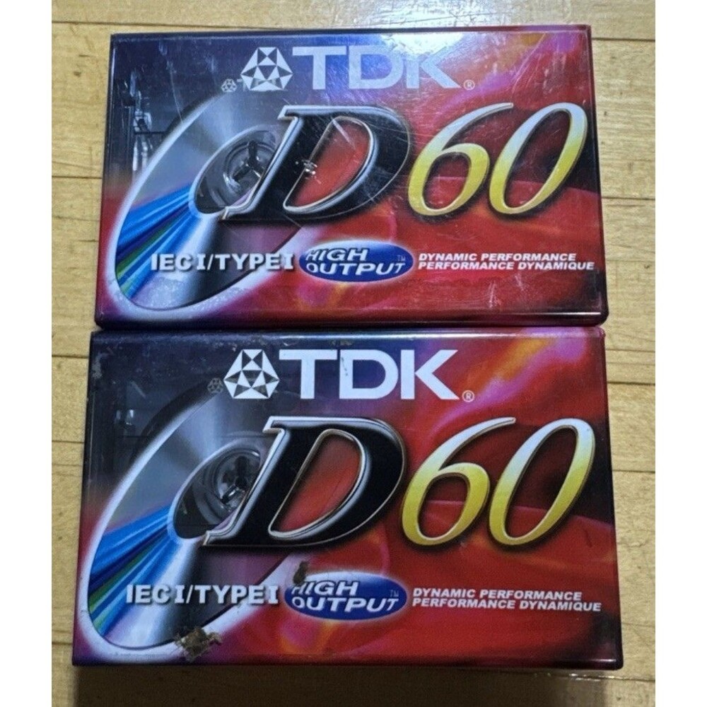 TDK IEC1/Type I, D60, 60 Minute Blank Audio Cassette Tapes, Sealed - Lot of 2